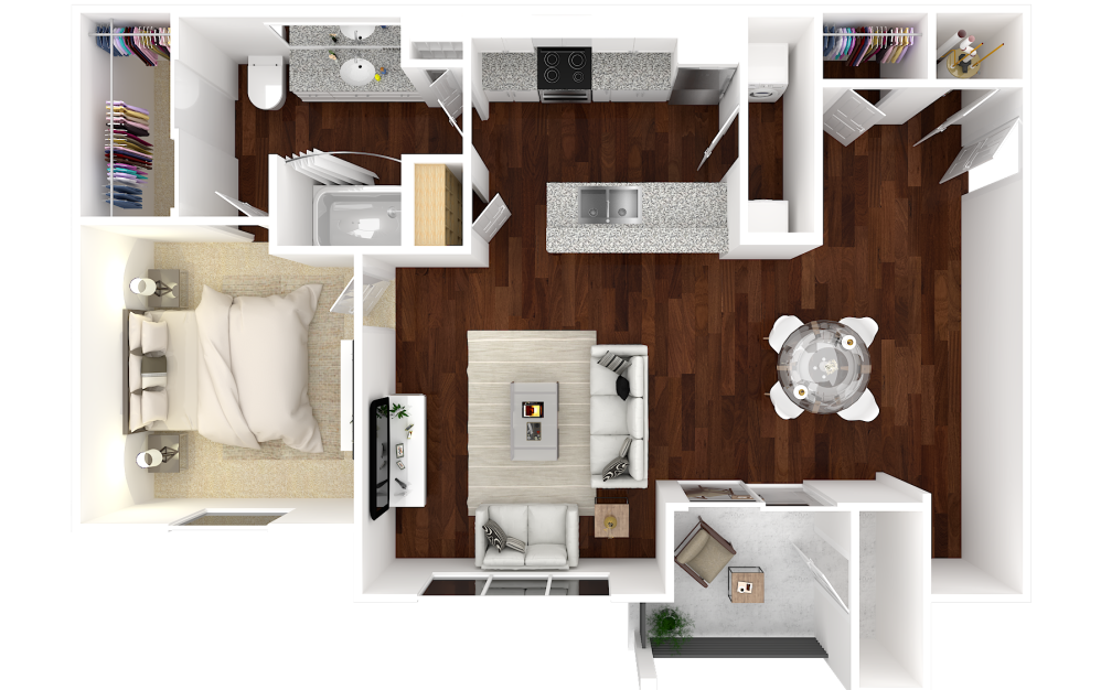 The Becks 1 bedroom, 1 bathroom floorplan