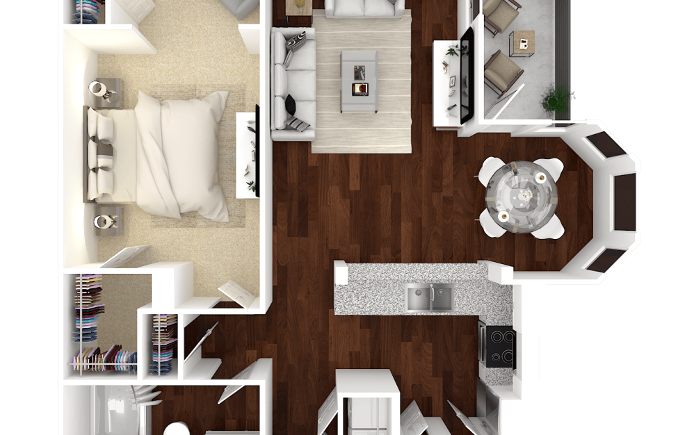 The Bridgeton  1 bedroom, 1 bathroom floorplan