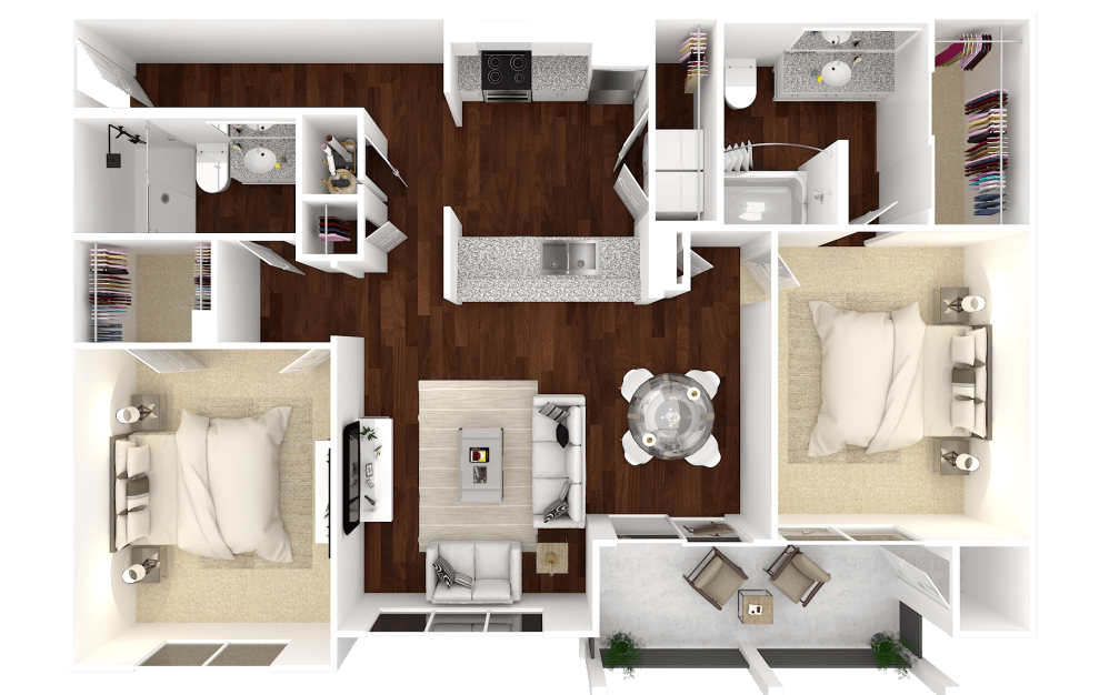 The Mansfield  2  bedroom, 2 bathroom floorplan