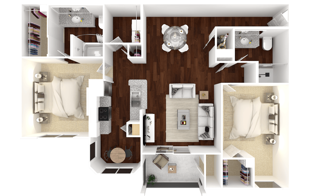 The Metamora  2 bedroom, 2 bathroom floorplan