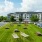 Lawn with picnic tables 